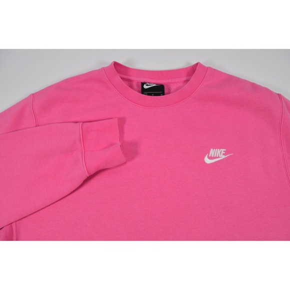 Nike Pink Sweatshirt Womens M Raised Spellout Cropped Crewneck Lounge Casual - Picture 1 of 11